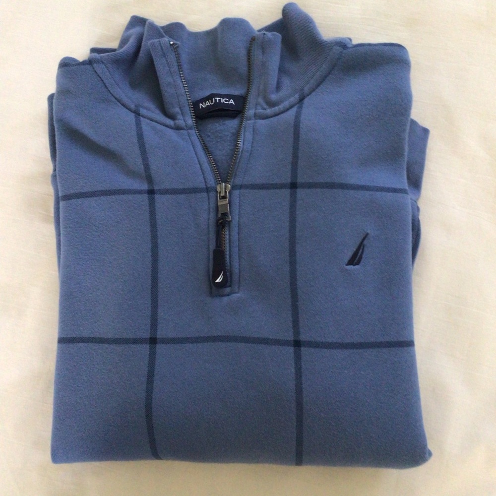 Nautica Blue Collared Sweatshirt with Zipper Size XL